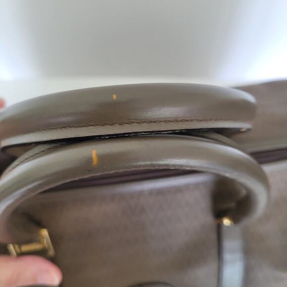 Mario Valentino Vintage Duffle Boston Tote Bag Handbag Large Travel Brown Logo - Picture 14 of 16